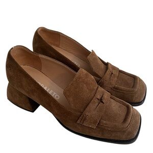 Nodaleto Brown Suede Square Toe Block Heel "Hazel" Loafers 38(8)